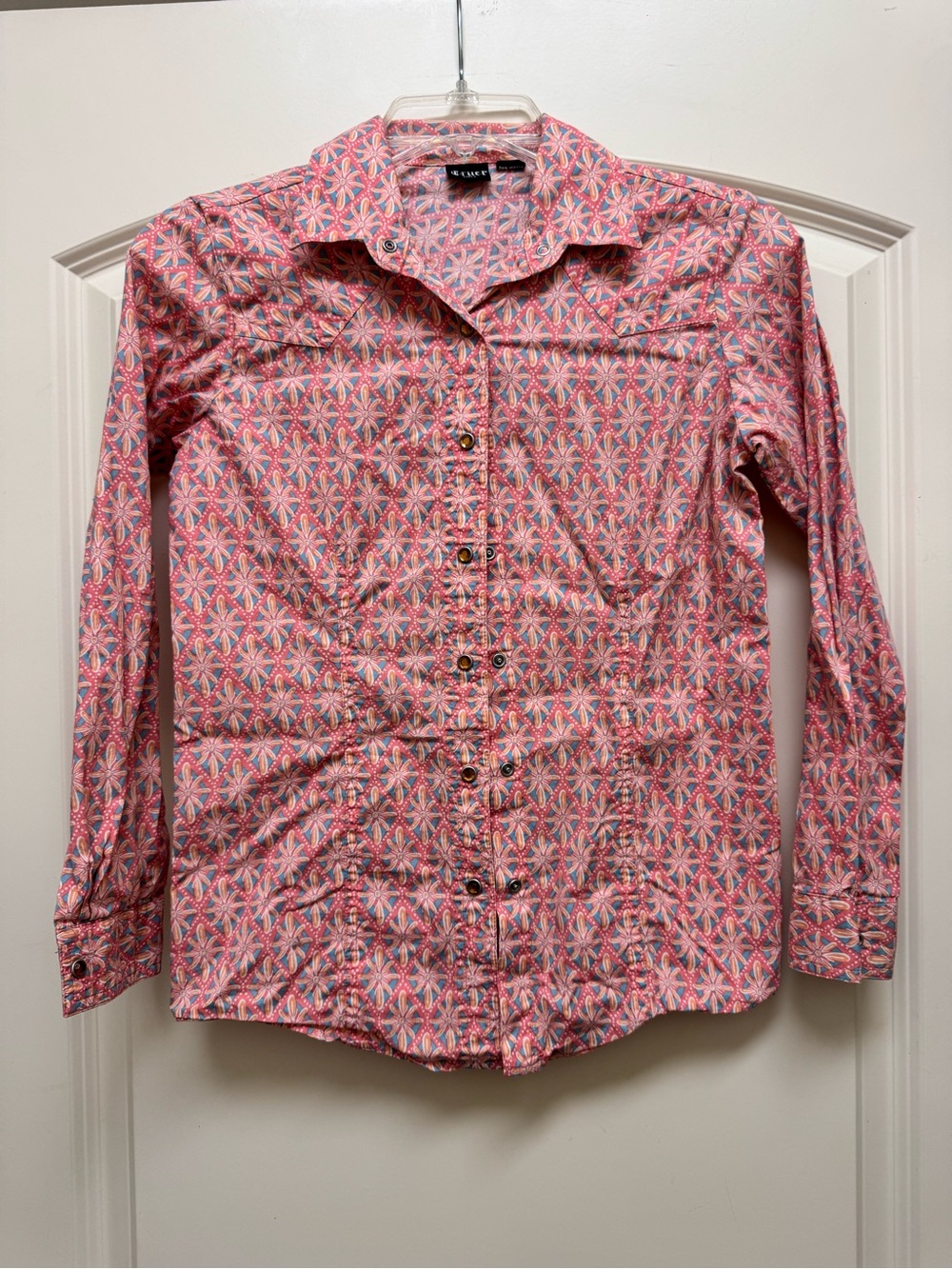Cruel Girl Pink Patterned Long Sleeve Button-Down Shirt
